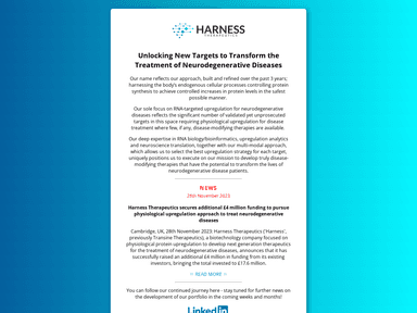 Harness Therapeutics sv health investors startup