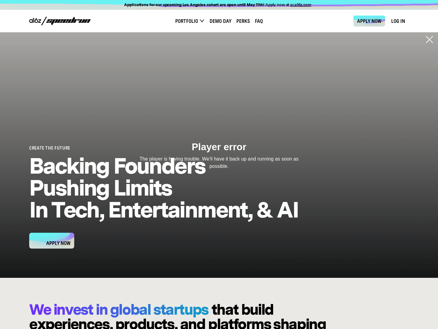 a16z speedrun