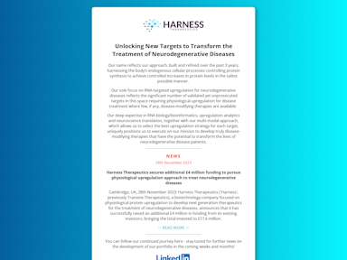 Harness Therapeutics cambridge startup